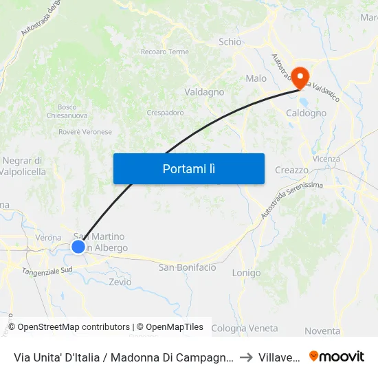 Via Unita' D'Italia / Madonna Di Campagna A to Villaverla map