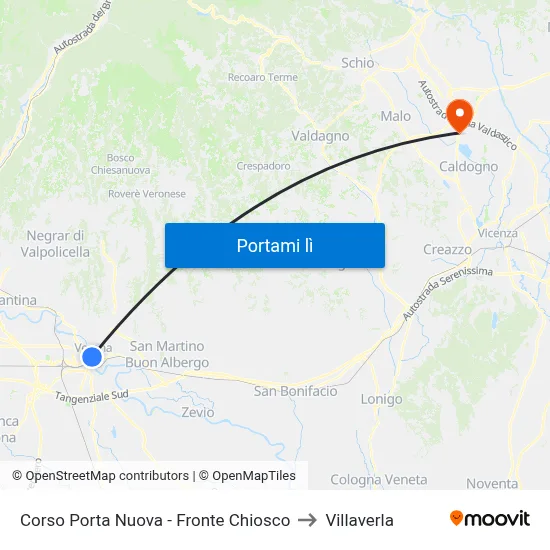 Corso Porta Nuova - Fronte Chiosco to Villaverla map