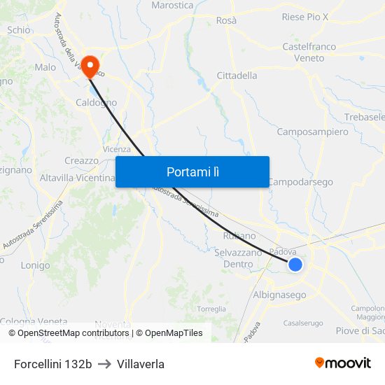 Forcellini 132b to Villaverla map