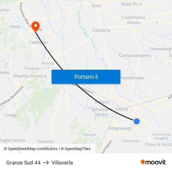 Granze Sud 44 to Villaverla map