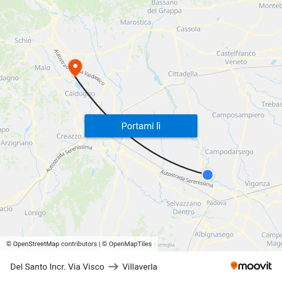 Del Santo Incr. Via Visco to Villaverla map