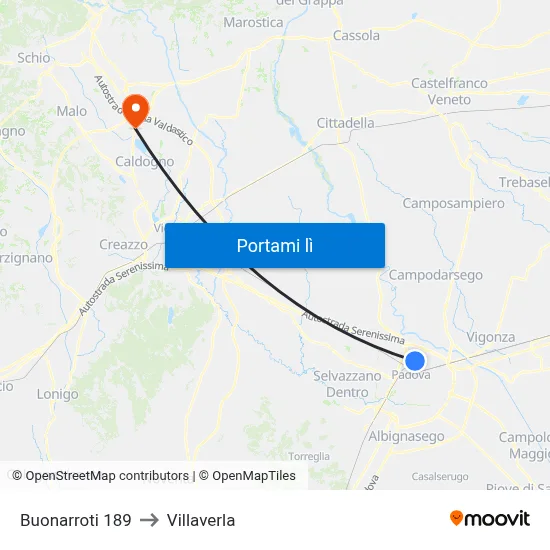 Buonarroti 189 to Villaverla map