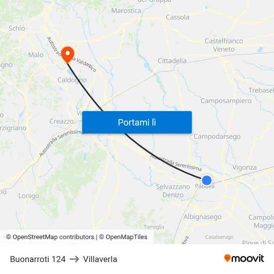 Buonarroti 124 to Villaverla map