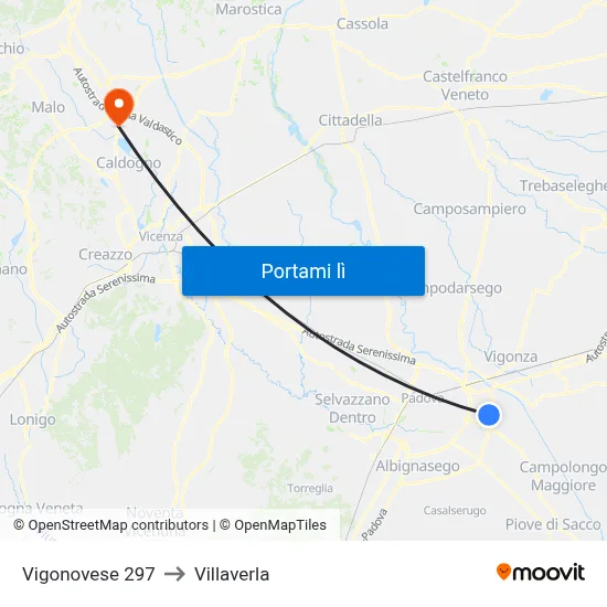 Vigonovese 297 to Villaverla map