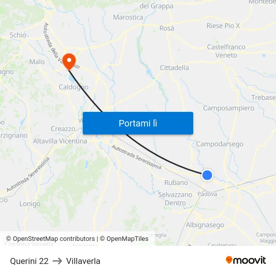 Querini 22 to Villaverla map