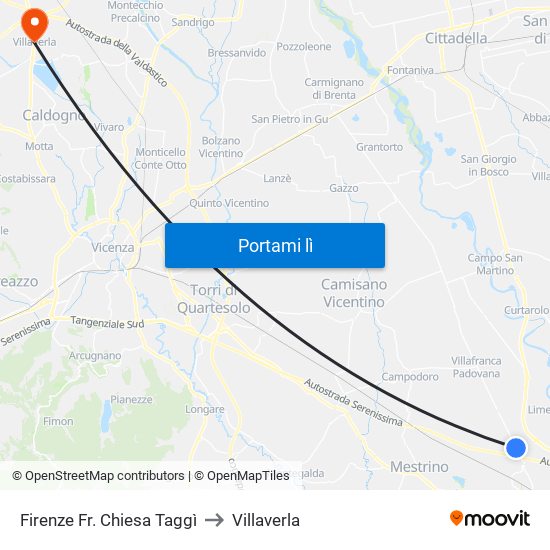 Firenze Fr. Chiesa Taggì to Villaverla map