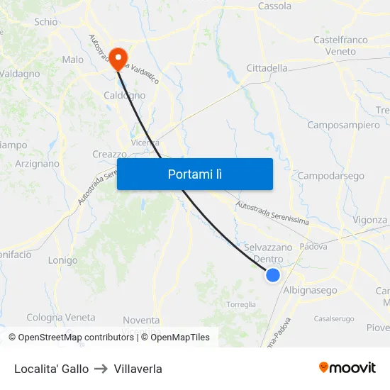 Localita' Gallo to Villaverla map