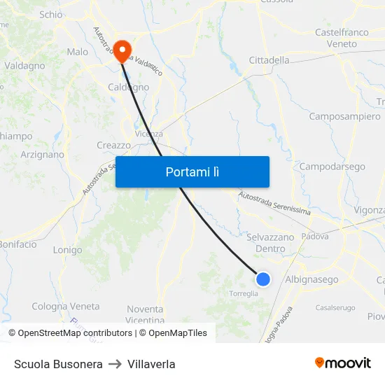 Scuola Busonera to Villaverla map