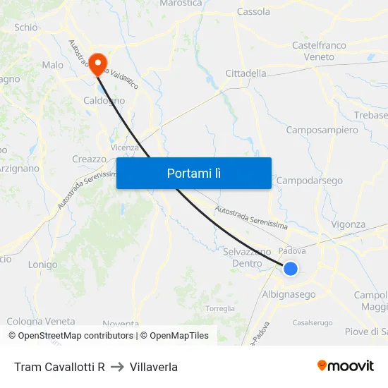 Tram Cavallotti R to Villaverla map