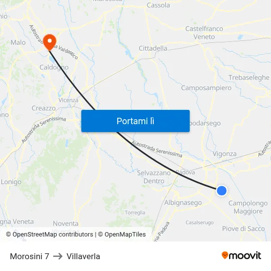 Morosini 7 to Villaverla map
