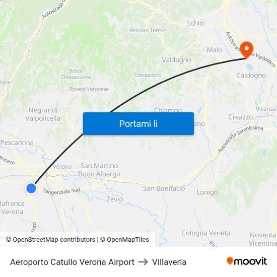 Aeroporto Catullo Verona Airport to Villaverla map