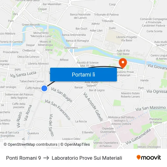 Ponti Romani 9 to Laboratorio Prove Sui Materiali map