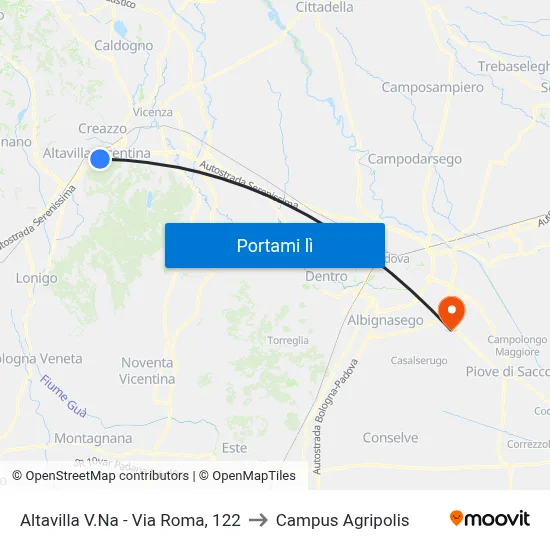 Altavilla V.Na - Via Roma, 122 to Campus Agripolis map
