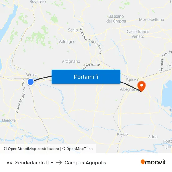 Via Scuderlando II B to Campus Agripolis map