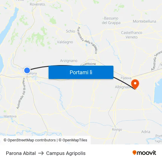 Parona Abital to Campus Agripolis map