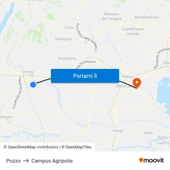 Pozzo to Campus Agripolis map