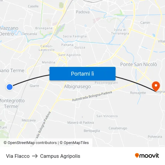 Via Flacco to Campus Agripolis map