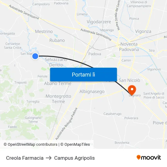 Creola Farmacia to Campus Agripolis map