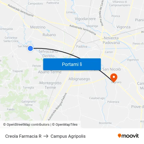 Creola Farmacia R to Campus Agripolis map