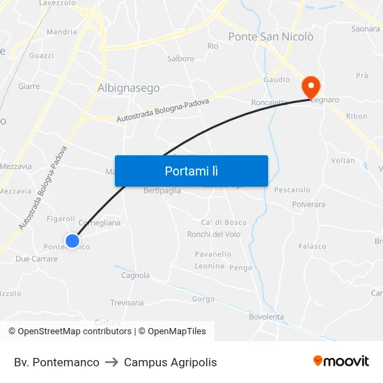 Bv. Pontemanco to Campus Agripolis map