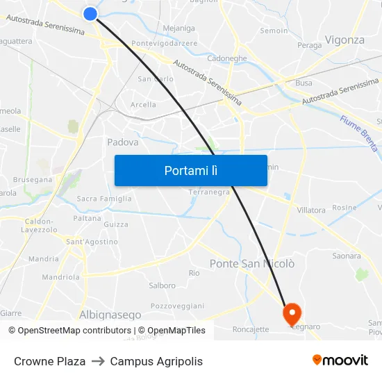 Crowne Plaza to Campus Agripolis map