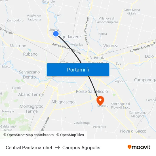 Central Pantamarchet to Campus Agripolis map