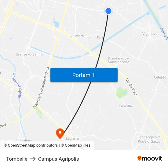 Tombelle to Campus Agripolis map