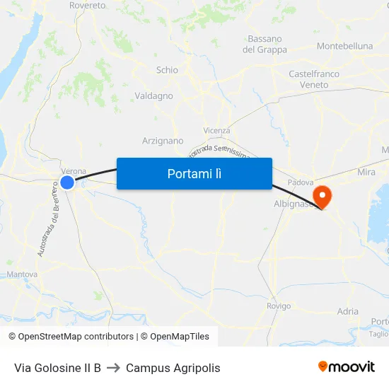 Via Golosine II B to Campus Agripolis map