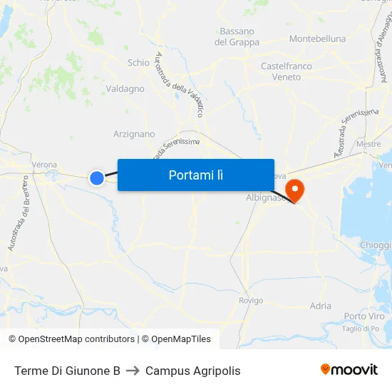 Terme Di Giunone B to Campus Agripolis map