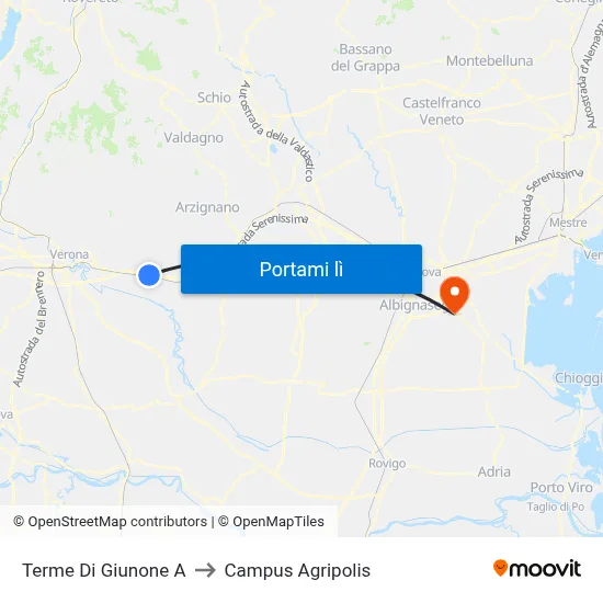 Terme Di Giunone A to Campus Agripolis map