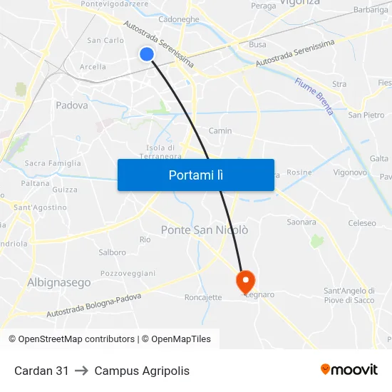 Cardan 31 to Campus Agripolis map