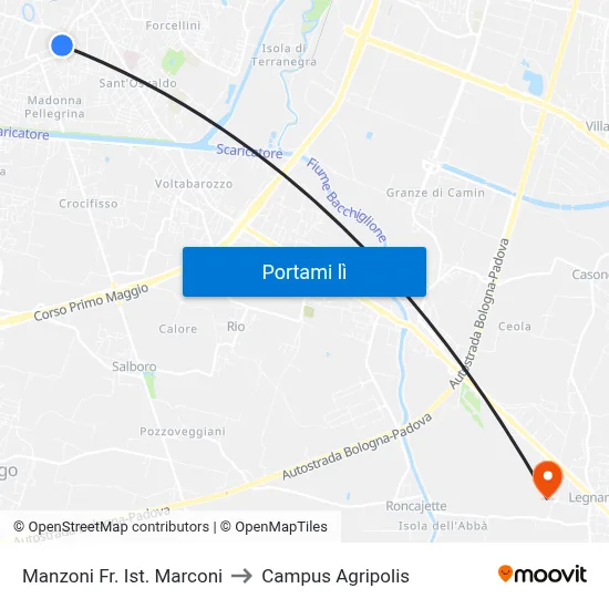 Manzoni Fr. Ist. Marconi to Campus Agripolis map