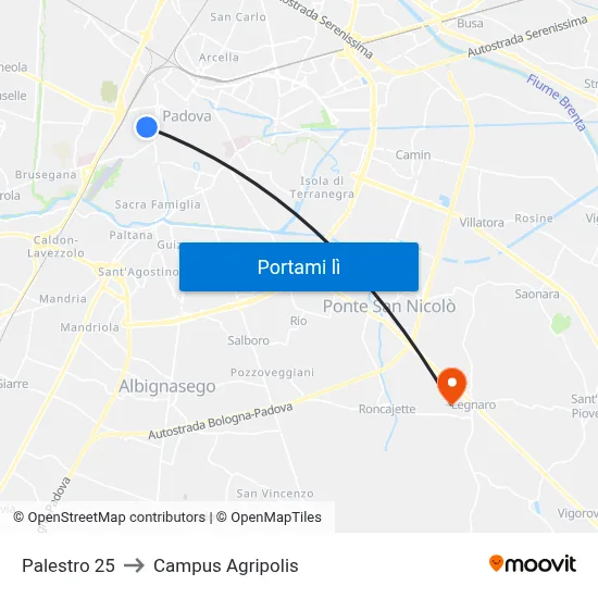Palestro 25 to Campus Agripolis map