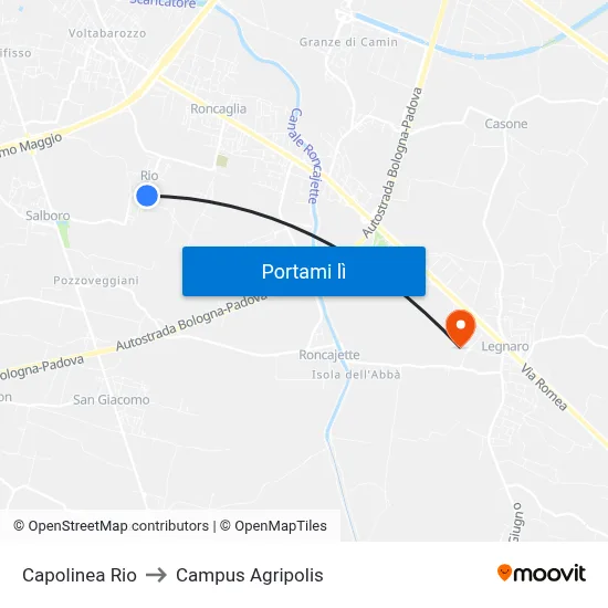 Capolinea Rio to Campus Agripolis map