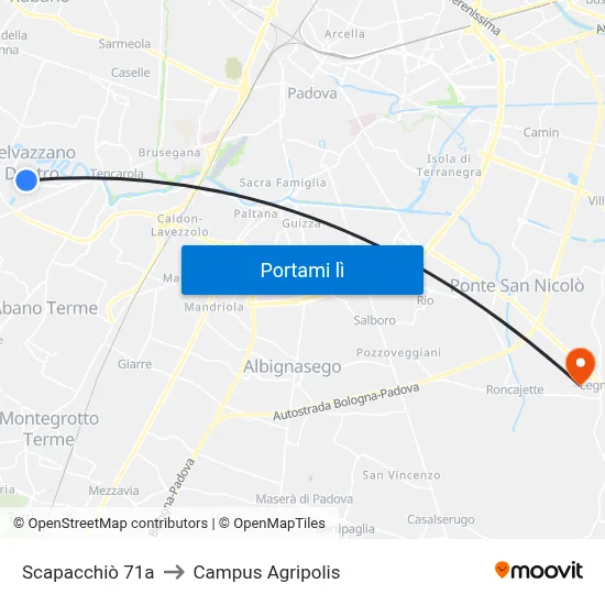 Scapacchiò 71a to Campus Agripolis map