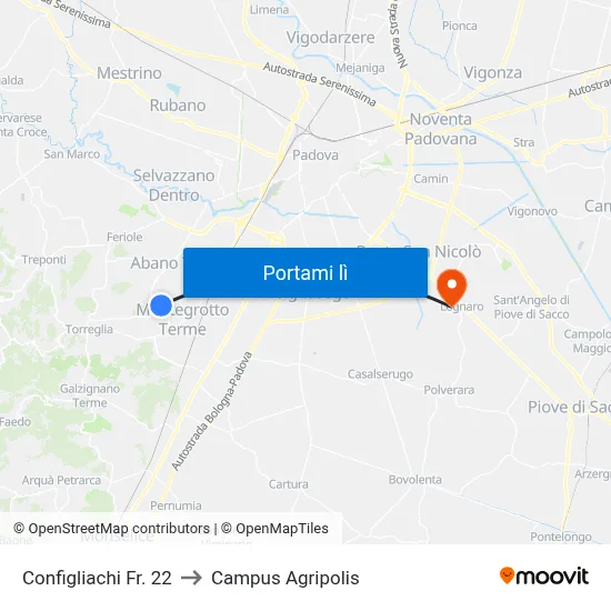 Configliachi Fr. 22 to Campus Agripolis map