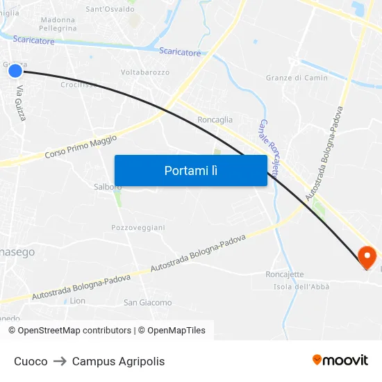 Cuoco to Campus Agripolis map