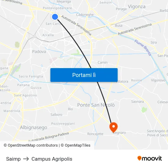 Saimp to Campus Agripolis map