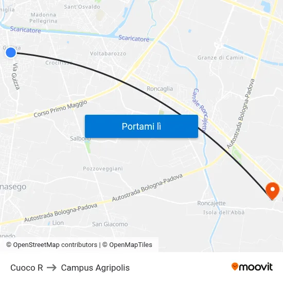 Cuoco R to Campus Agripolis map