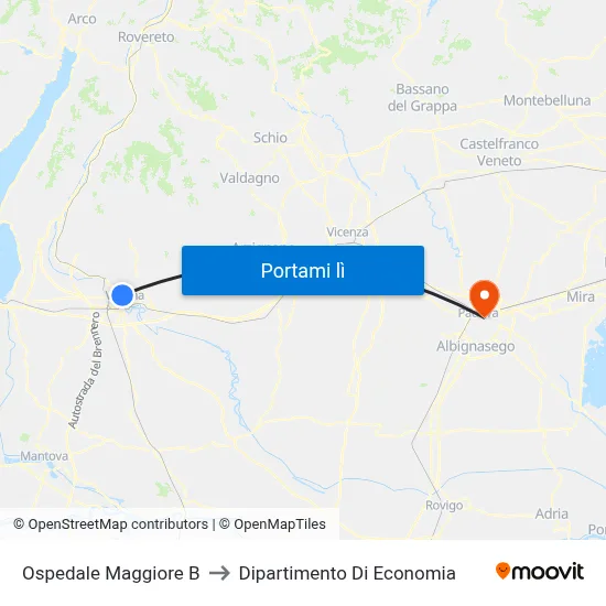 Ospedale Maggiore B to Dipartimento Di Economia map