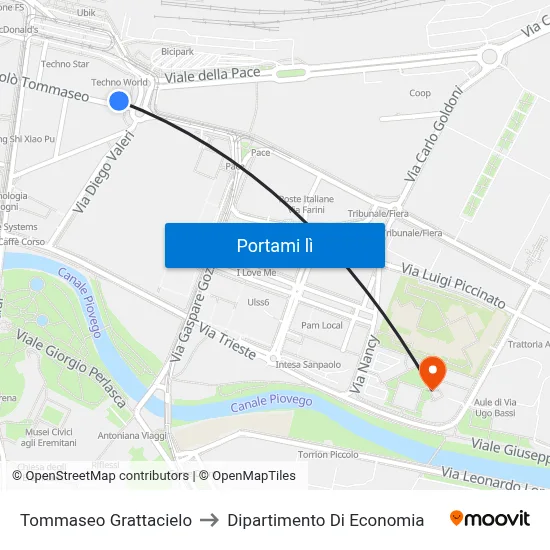 Tommaseo Grattacielo to Dipartimento Di Economia map