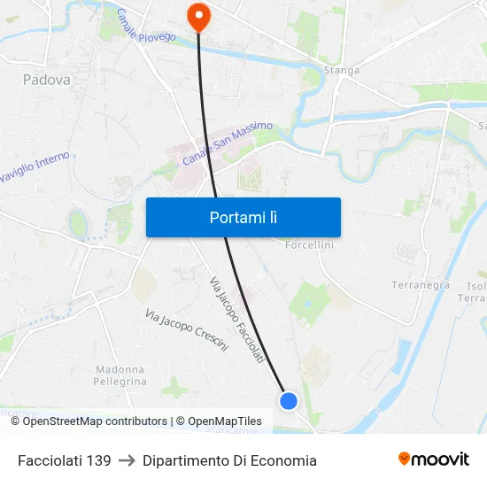 Facciolati 139 to Dipartimento Di Economia map