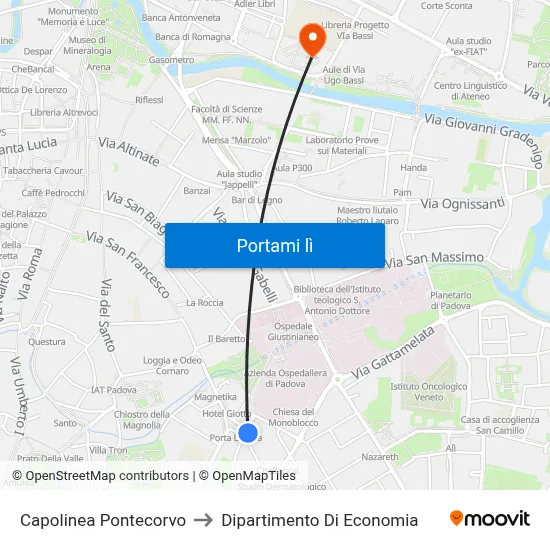 Capolinea Pontecorvo to Dipartimento Di Economia map