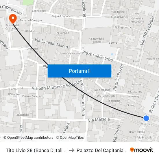Tito Livio 28 (Banca D'Italia) to Palazzo Del Capitaniato map