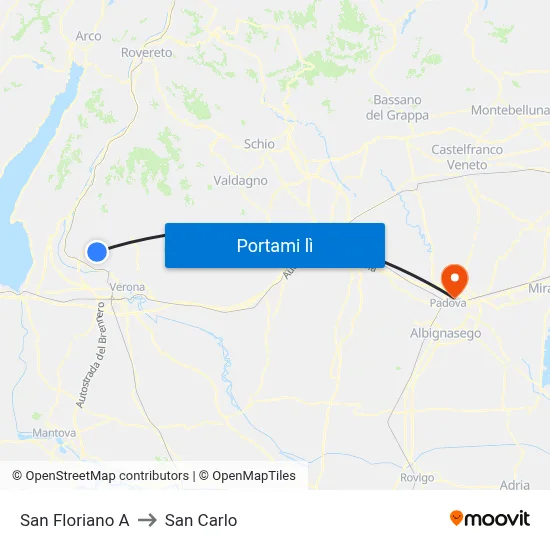 San Floriano A to San Carlo map