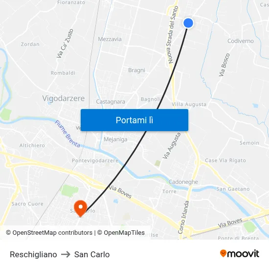 Reschigliano to San Carlo map