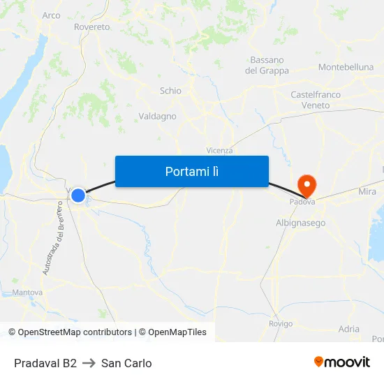 Pradaval B2 to San Carlo map