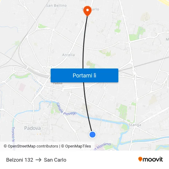 Belzoni 132 to San Carlo map