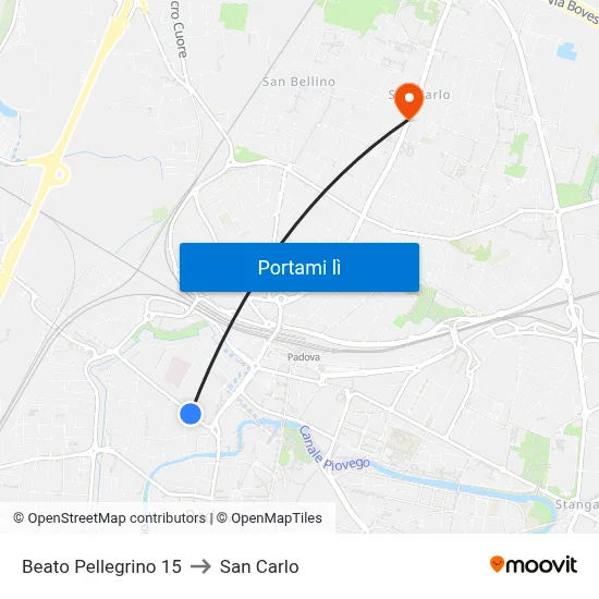 Beato Pellegrino 15 to San Carlo map