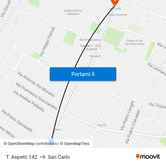 T. Aspetti 142 to San Carlo map